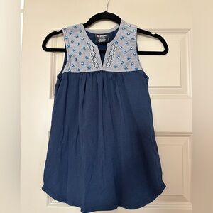 Sherpa Maya Embroidery Navy Tank Top - Women’s XS